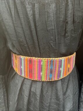 Lands End Vintage Handwoven Textile Belt Serape Southwestern Size 26